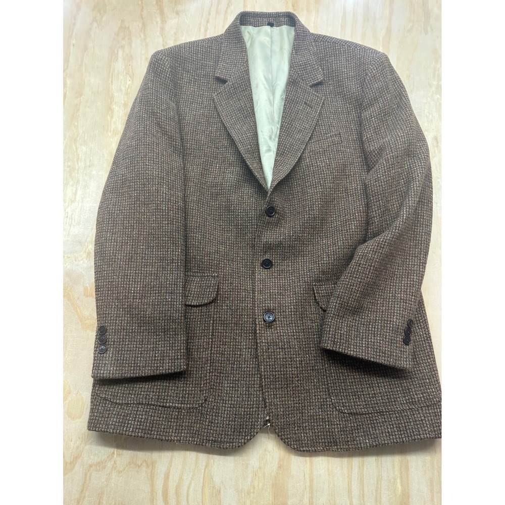 Orvis Mens Brown Wool Tweed Sport Coat Blazer 42L Portugal 6P87 Micro Check